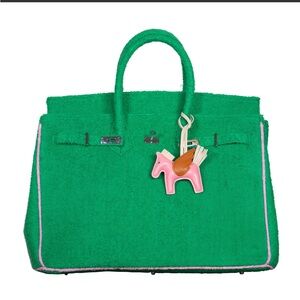 Green Tote Terry Cloth beach bag